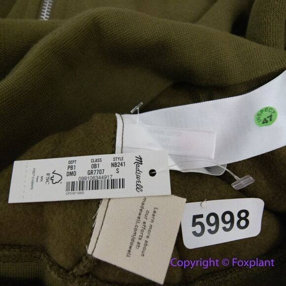 New! Madewell MWL Betterterry Full-Zip Long‎ Hoodie Sweatshirt, size S - Picture 15 of 16